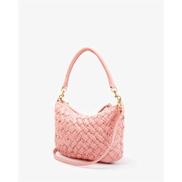 NEW CLARE V. women's petit moyen messenger bag in blush puffy woven - Picture 2 of 3